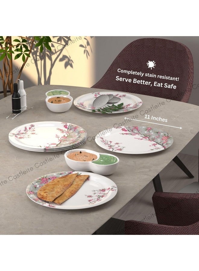 Castleite Piccolo Melamine Dinner Plates Set of 6 - Full Size 11', Break Resistant, Round Designer Plate for Eating or Serving in Home, Kitchen Use or Cafe, Stainless (Rouge Blush) - Image 4
