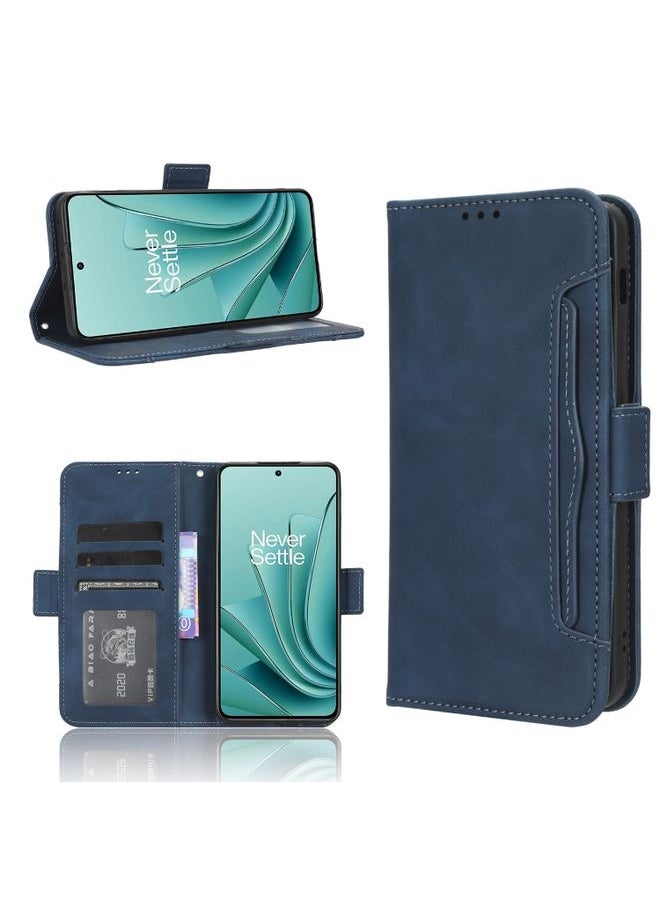 HuHa - Case Cover For For OnePlus Ace 2V Skin Feel Calf Texture Card Slots Leather Phone Case(Blue) - Image 1