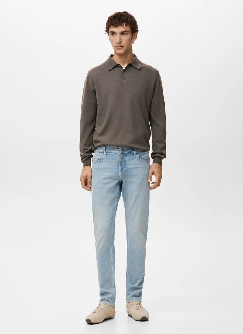 Mango Man  Jan slim-fit jeans with frayed effect for Men | Best Price UAE