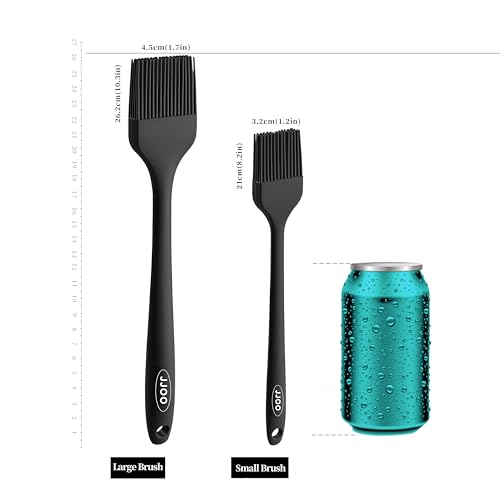 JJOO 2PCS Silicone Basting Pastry Brush, JJOO Heat Resistant Food Cooking Brush for Oil, Sauce, Baking, BBQ and Grill, BPA Free, Dishwasher Safe (2Pack, Black) - Image 2