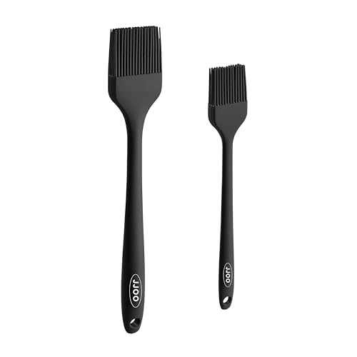 JJOO 2PCS Silicone Basting Pastry Brush, JJOO Heat Resistant Food Cooking Brush for Oil, Sauce, Baking, BBQ and Grill, BPA Free, Dishwasher Safe (2Pack, Black) - Image 1