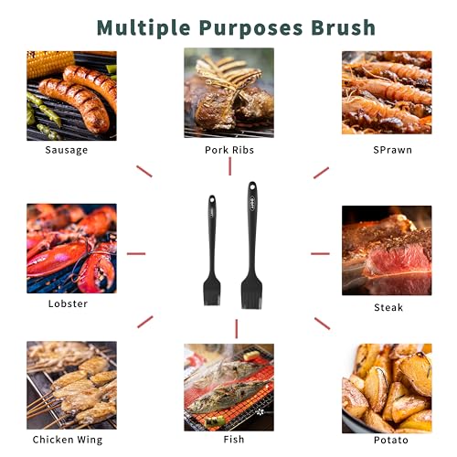 JJOO 2PCS Silicone Basting Pastry Brush, JJOO Heat Resistant Food Cooking Brush for Oil, Sauce, Baking, BBQ and Grill, BPA Free, Dishwasher Safe (2Pack, Black) - Image 5