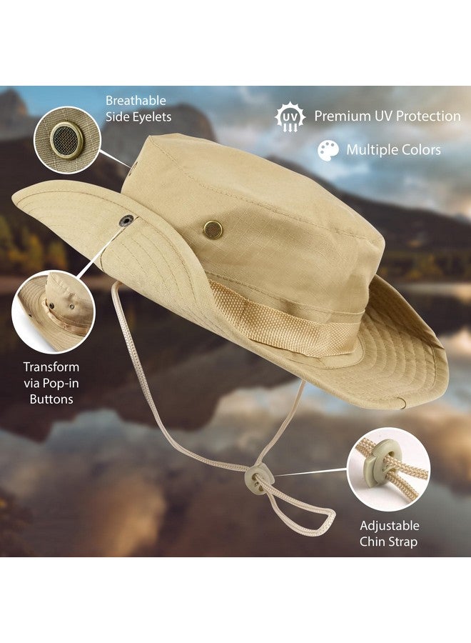 kolumb Wide Brim Boonie Hat, Men & Women Top Camo Bucket Hats for Safari Military Beach - Image 3