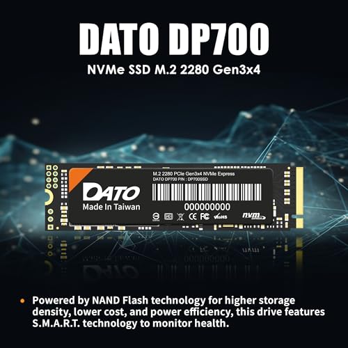 DATO 1TB SSD M.2 2280 PCIe Gen3x4 NVMe Internal Solid State Drive, Up to 2500/1700 MB/s, DP700 Series - Image 2