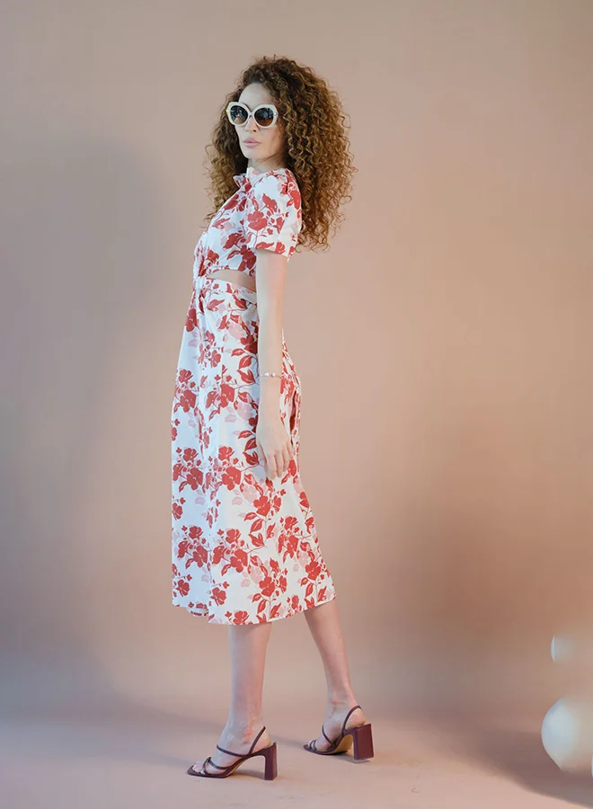 Virgio  VIRGIO 100% Cotton A-Line Dress With Cut-Out Waist for Women | Best Price UAE