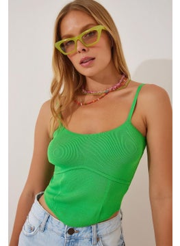 Tena Women's Pistachio Green Strappy Crop Tank Top  - Image 2