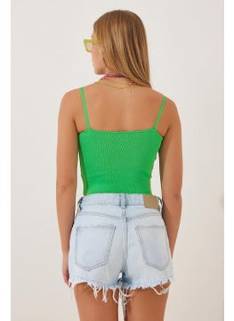 Tena Women's Pistachio Green Strappy Crop Tank Top  - Image 3