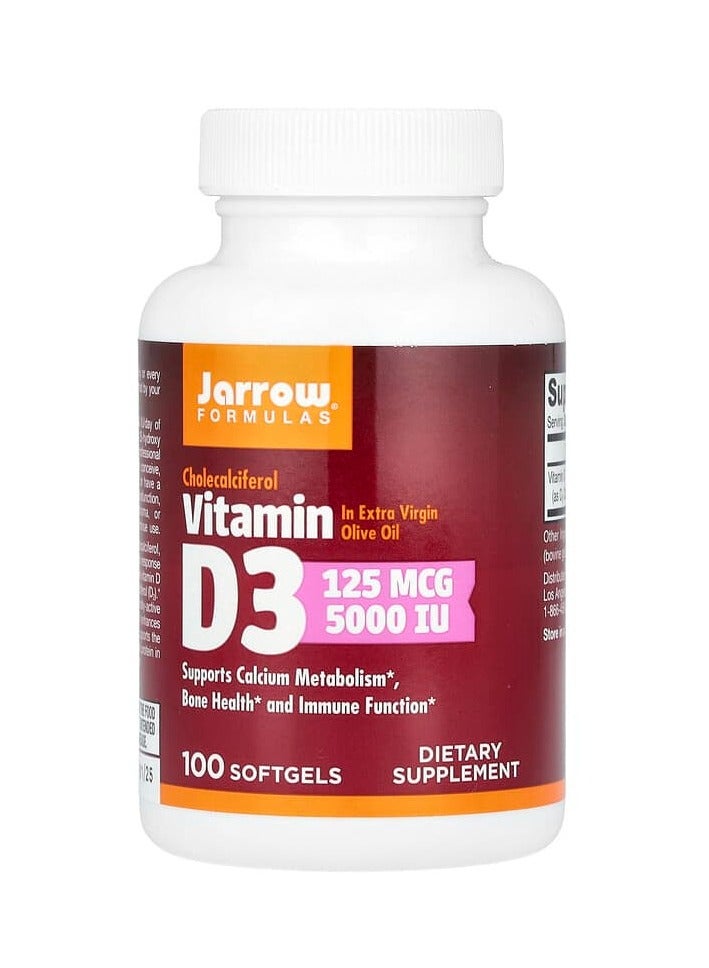 jarrow formulas Vitamin D3, 125 mcg (5,000 IU), 100 Softgels