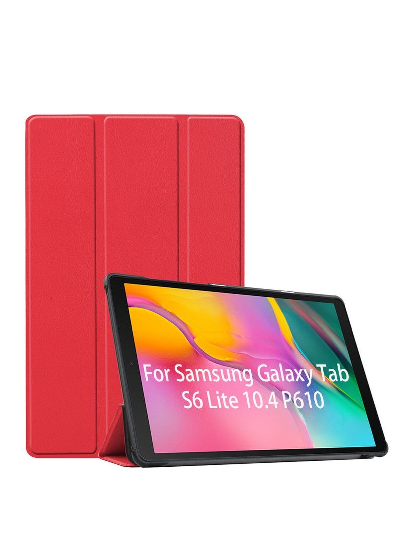 For 2024 Samsung Tab S6 Lite 10.4 P610 P610 P613 P619 Electric Tablet Brin Leather Case, Stylish and Compact (Red) - Image 1