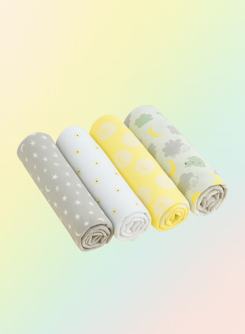 Kisunya Swaddle Blanket - 4pcs Neutral Baby Swaddle Blanket Set – Soft Cotton Newborn Swaddles with Simple Love and Valentine-Themed Designs, Unisex Baby Wraps for Boys and Girls, Lightweight, Breathable, Ideal for Sleeping, Cuddling, Photo Props, and Baby Shower Gifts - Image 1