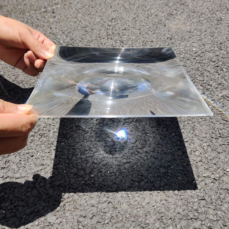 Fresnel Lens 200x200mm Focal Length 100mm Acrylic Lens not Glass for Physics Classroom Solar Heating Magnifiying Focal Length 100mm