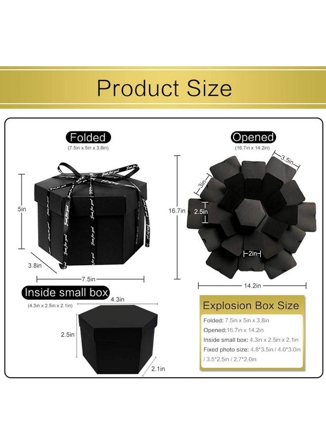 Wanateber - Explosion Box Diy Explosion Gift Box Assembled Handmade Big Photo Box With 6 Faces For Birthday Gift Mother'S Day Wedding Or Valentine'S Day (Black) - Image 1