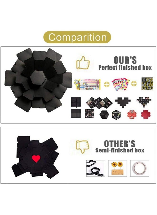 Wanateber - Explosion Box Diy Explosion Gift Box Assembled Handmade Big Photo Box With 6 Faces For Birthday Gift Mother'S Day Wedding Or Valentine'S Day (Black) - Image 1