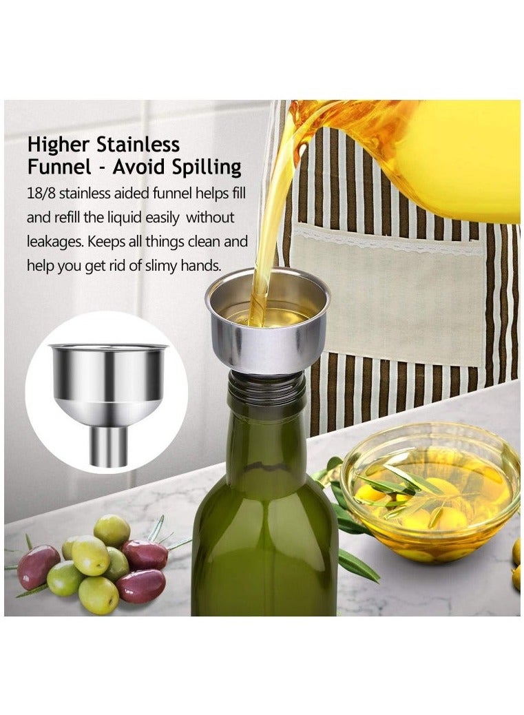 17oz/500ML Olive Oil Dispenser Bottle for Kitchen, Premium Oil and Vinegar Cruet, Oil and Vinegar Dispenser Set with Pourers, Funnel - Image 3