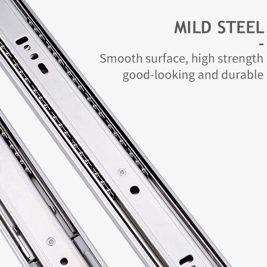 Volo 24 inch Mild Steel Heavy Duty Telescopic Slide/Drawer Channel (Silver) - Image 4