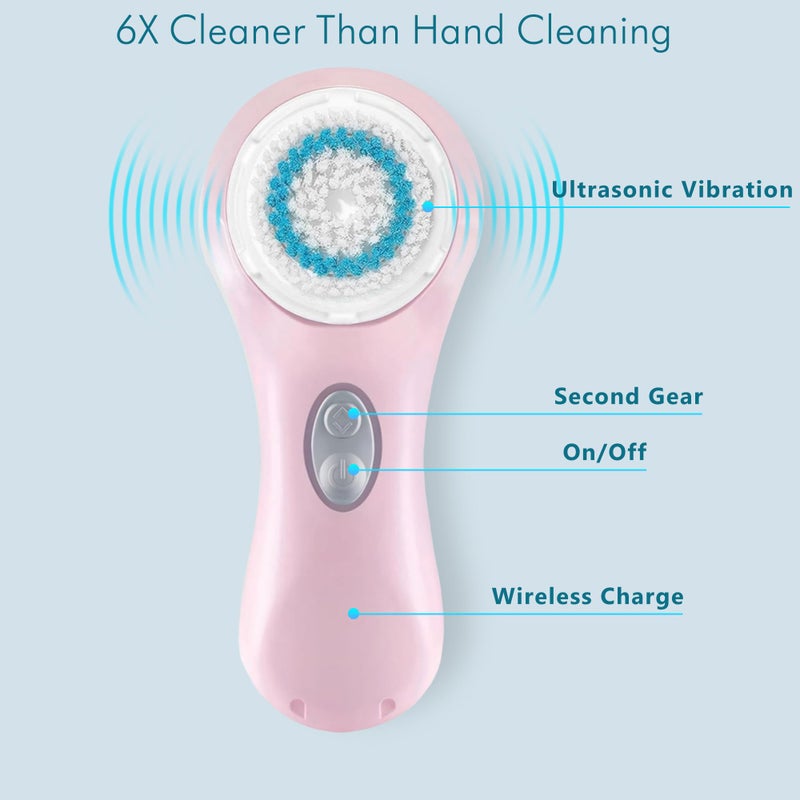 Microtree Electric Facial Cleansing Brush, Sonic Vibrating Rechargeable Face Scrubber Exfoliator, 2 Speeds for Gentle Clean, Face Wash Brush - No Rotation, Safe for All Skin Types - Image 3