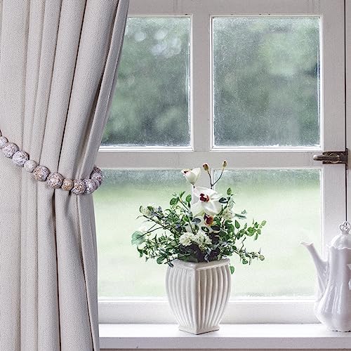 KLOGTSIND Wood Bead Curtain Tiebacks, KLOGTSIND Set of 2 Curtain Holdbacks for Thin or Thick Window Draperies, Boho Farmhouse Curtain Tiebacks with Hooks, Curtain Tie Backs for Home Office Room Decor - Image 2