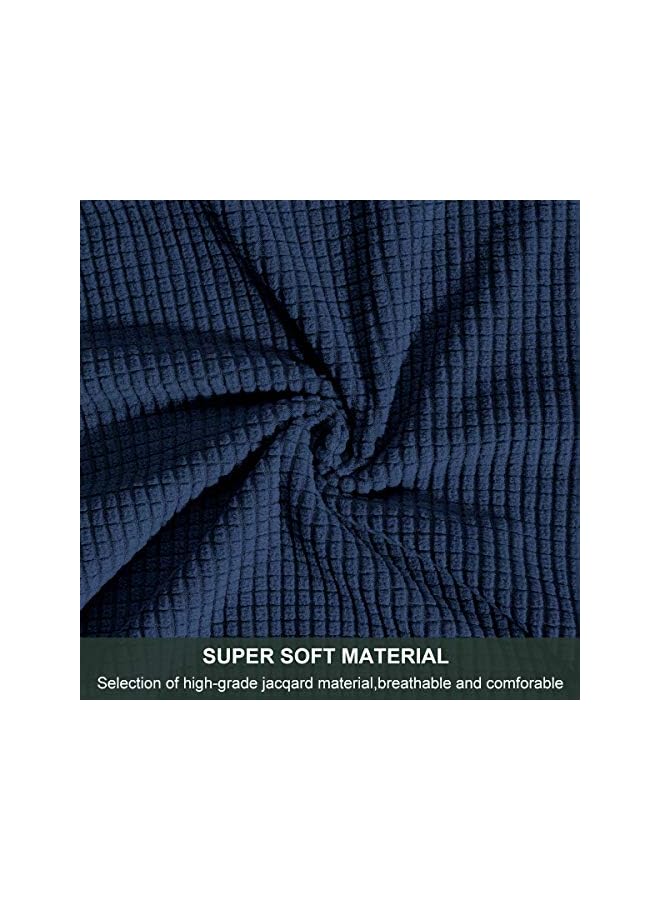 The Bros Removable Washable Chair Covers Protector Seat Stretch Jacquard Polyester Spandex Anti-Stain Dining Room Parsons Slipcovers Set of (6PCS, Navy) - Image 4