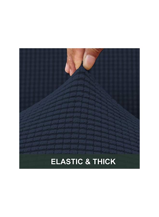 The Bros Removable Washable Chair Covers Protector Seat Stretch Jacquard Polyester Spandex Anti-Stain Dining Room Parsons Slipcovers Set of (6PCS, Navy) - Image 5