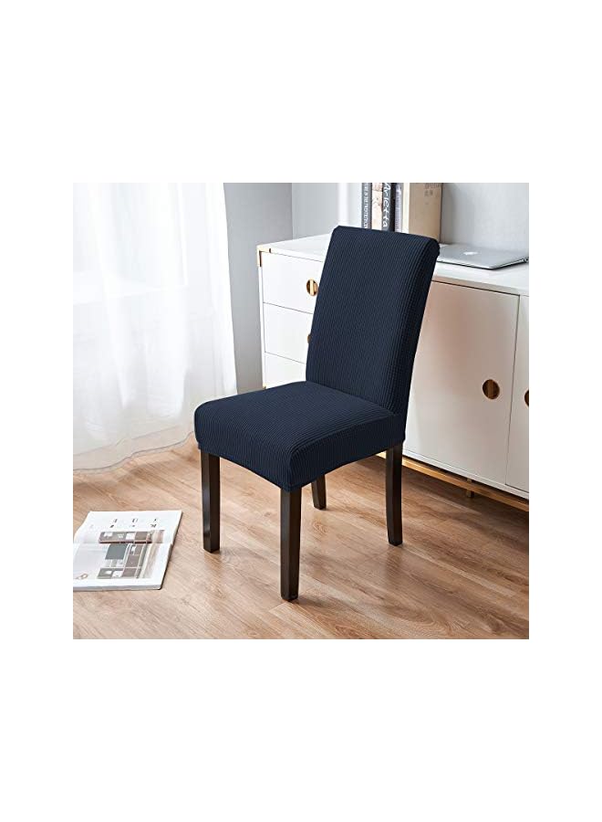 The Bros Removable Washable Chair Covers Protector Seat Stretch Jacquard Polyester Spandex Anti-Stain Dining Room Parsons Slipcovers Set of (6PCS, Navy) - Image 2