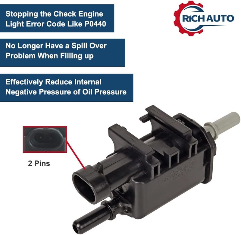 RICH AUTO RICH Vapor Canister Purge Valve Compatible with 2004-2020 Chevy Tahoe Silverado Suburban Malibu GMC Sierra Yukon Part # 214-1680 911-032 2141680 - Image 3