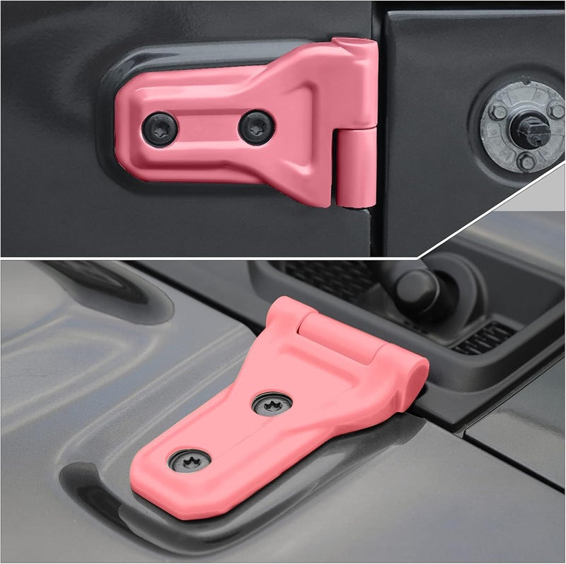 JeCar 10PCS Door Hinge Cover & Hood Hinge Cover Trim Exterior Accessories for 2018-2024 Jeep Wrangler JLU Gladiator JT 4-Door (Pink) - Image 5
