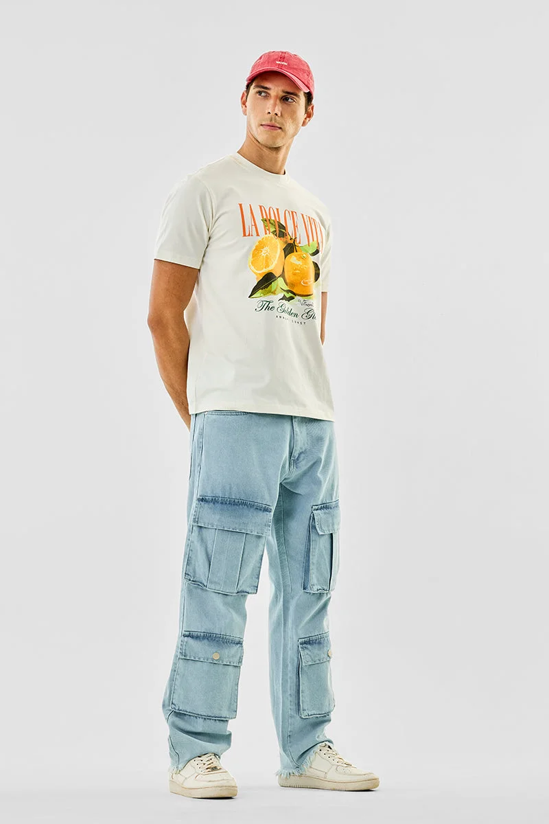 Snitch Blue 8 Pocket Baggy Cargo Jeans for Men | Best Price UAE