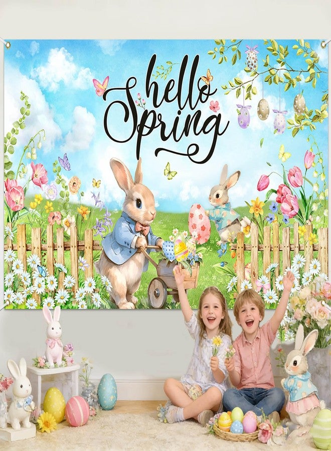 موكسيكا خلفية Mocsicka Hello Spring لافتة حفلة عيد الفصح خلفية صور عيد الفصح الخضراء مهرجان الربيع لافتة زينة حفلات عيد الفصح الملونة (خضرة، 70.8 × 43.3 بوصة) - Image 3