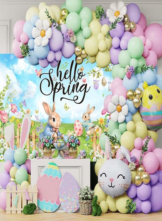 موكسيكا خلفية Mocsicka Hello Spring لافتة حفلة عيد الفصح خلفية صور عيد الفصح الخضراء مهرجان الربيع لافتة زينة حفلات عيد الفصح الملونة (خضرة، 70.8 × 43.3 بوصة) - Image 4