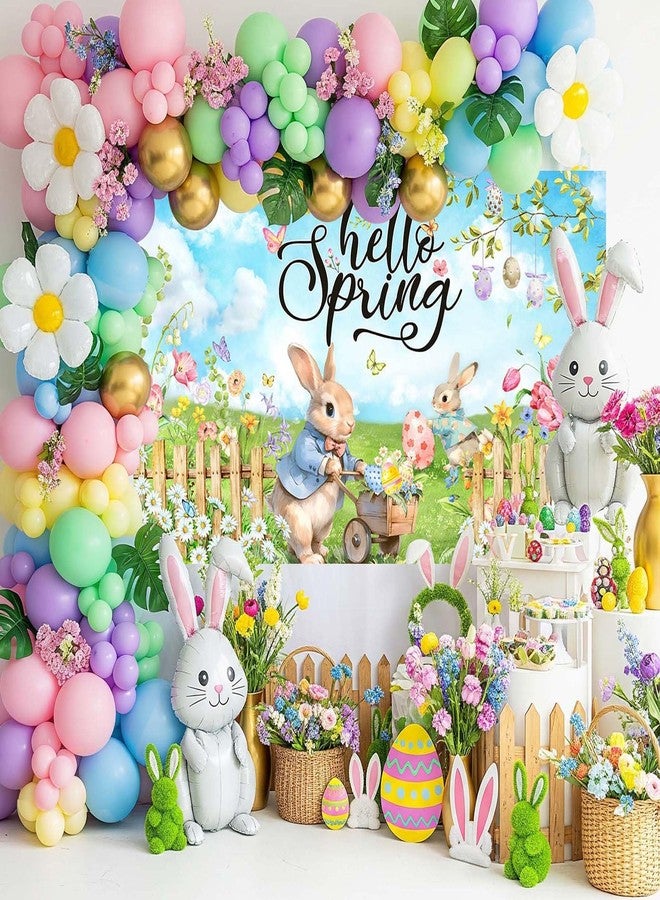 موكسيكا خلفية Mocsicka Hello Spring لافتة حفلة عيد الفصح خلفية صور عيد الفصح الخضراء مهرجان الربيع لافتة زينة حفلات عيد الفصح الملونة (خضرة، 70.8 × 43.3 بوصة) - Image 2