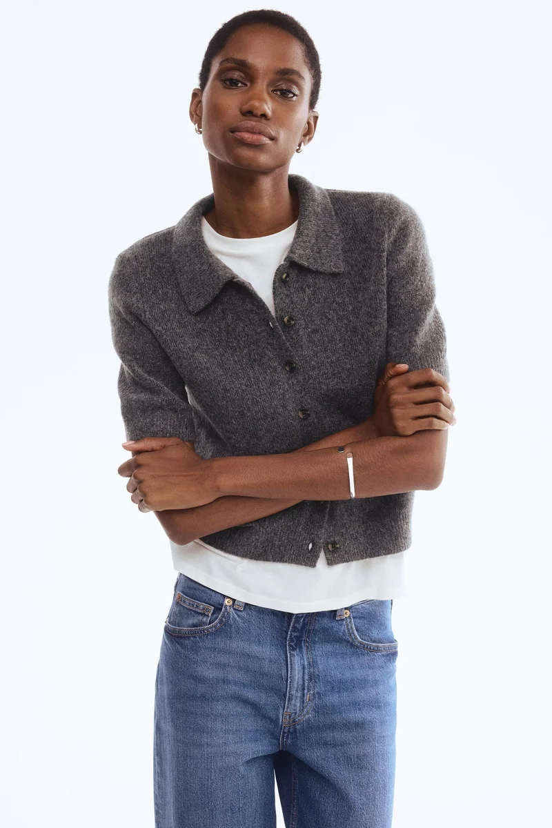 H&M Short-sleeved collared cardigan