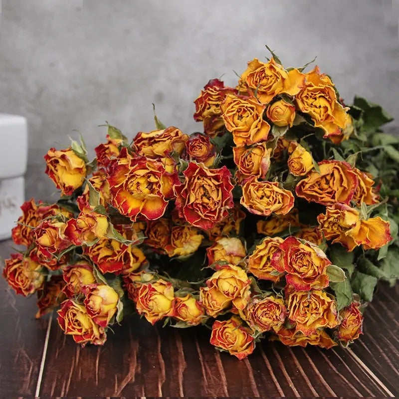 Bluejw 55cm Dried Flower Bouquet - Natural Roses & Mixed Dried Plants for Home, Office, Supermarket Decoration - Image 1