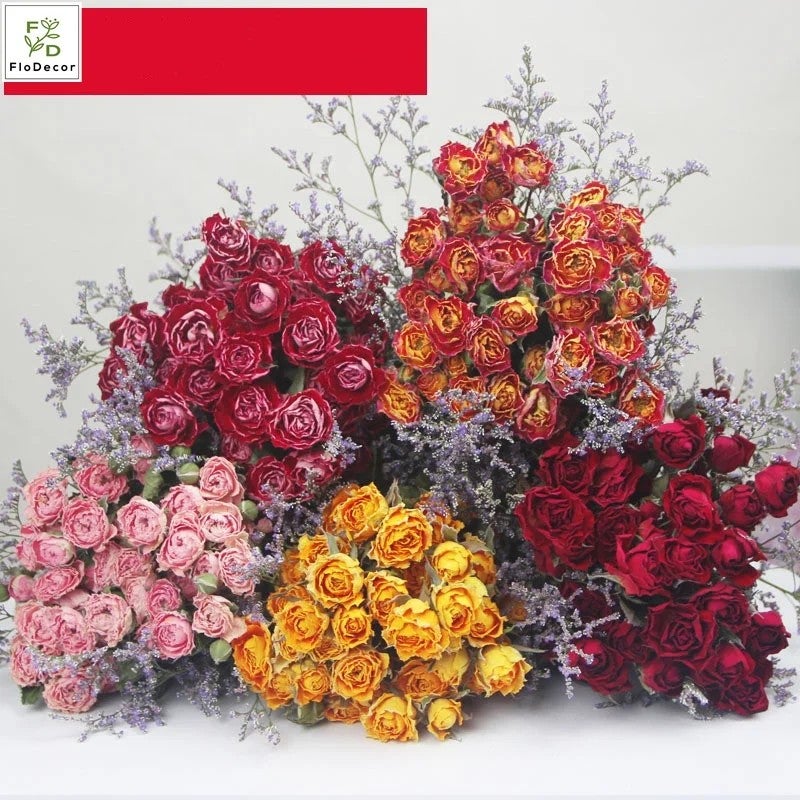 Bluejw 55cm Dried Flower Bouquet - Natural Roses & Mixed Dried Plants for Home, Office, Supermarket Decoration - Image 2