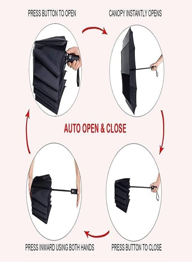 Packcy Bear Cartoon Print 3-Fold Automatic Open & Close Umbrella | Compact Travel Umbrella for Men & Women | Heavy Duty Windproof Design with Black Coating UV Sunscreen Sunshade - Image 5