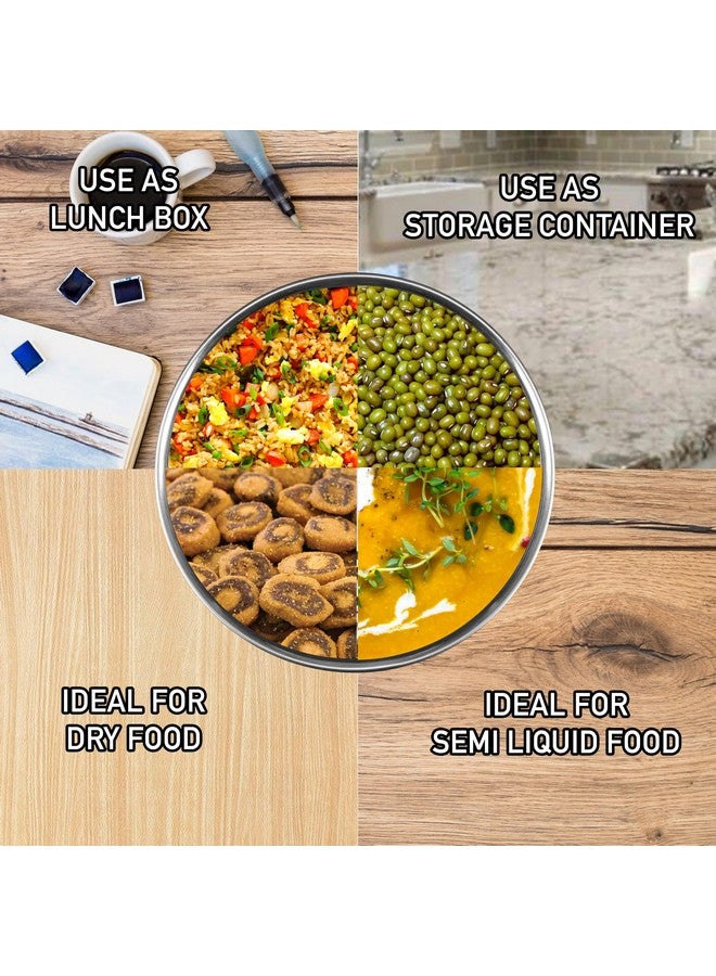 Sumeet Microwave Safe Stainless Steel Air Tight & Leak Proof Lunch Boxes/Storage Containers with Lids for Kitchen/Office/School, 420ml, set of 4, Grey - Image 3