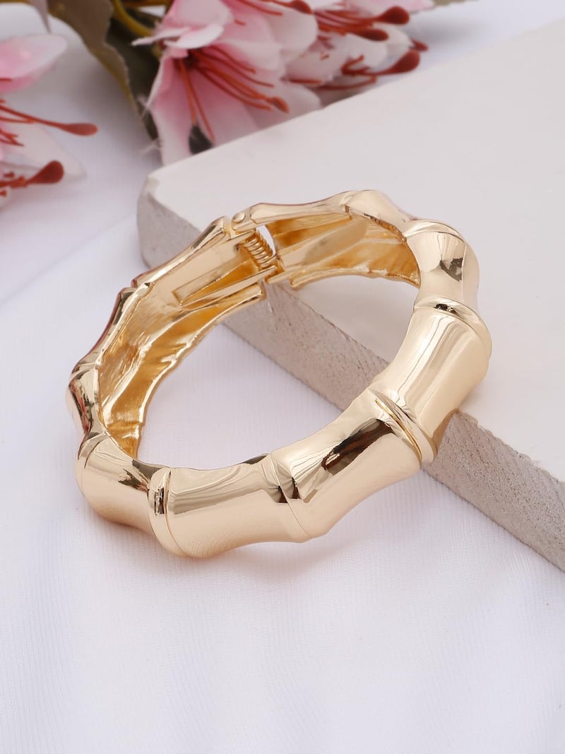 YouBella Jewellery Stylish latest Gifts Gold Plated Bold Look Celebrity Inspired Cuff Bracelet for Girls and Women (Style 1) - Image 2