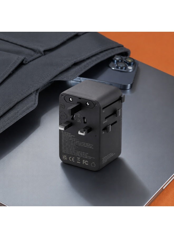 FIFTH ELEMENT ROAM 70W GaN Universal Travel Adapter with 2×USB-C & 2×USB-A, Compact Multi-Port Fast Charger – Black - Image 3