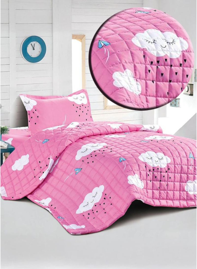 Ming Li Kids' Summer Quilted Bedspread with Square Stitch Design | 3-Piece Set | Comforter 170×220 cm | Fitted Sheet 140×200 cm | Suitable for Everyday Use - Image 4