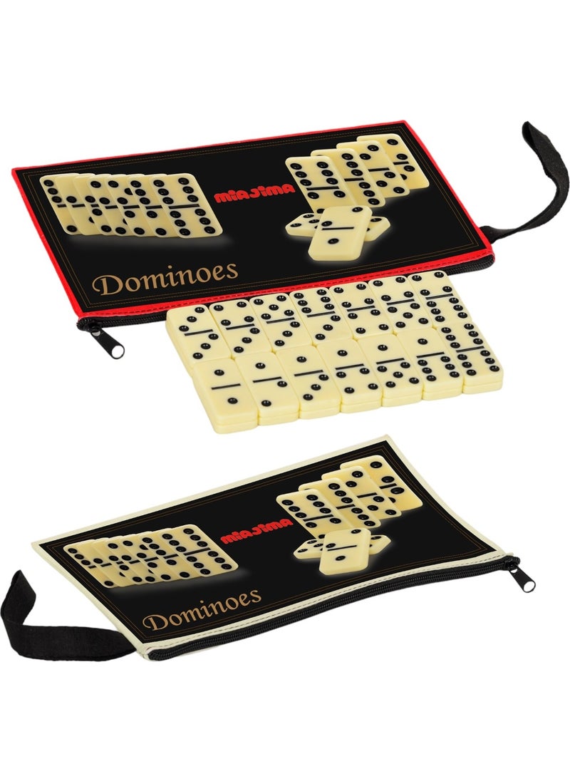 Miajima - Domino Stone Bone Ceramic Large Size Domino Set with Bag - 4 Game Sticks Gift - Image 1