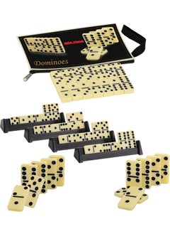 Domino Stone Bone Ceramic Large Size Domino Set with Bag - 4 Game Sticks Gift