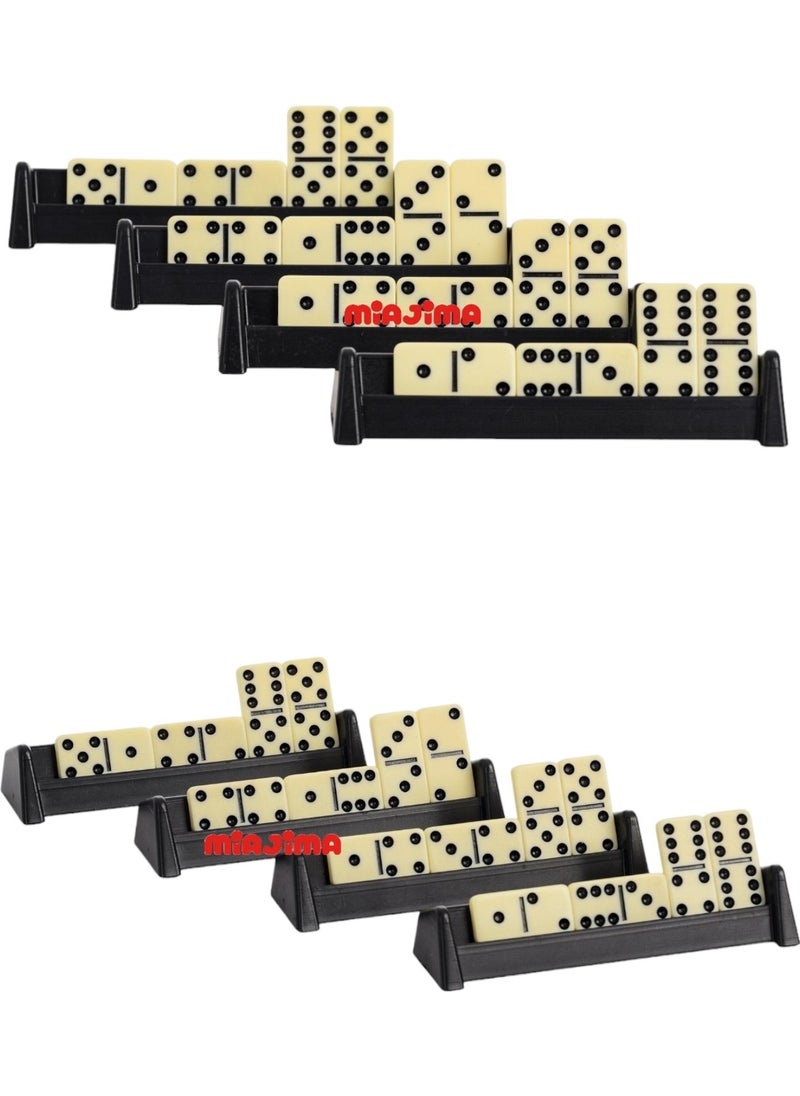 Miajima - Domino Stone Bone Ceramic Large Size Domino Set with Bag - 4 Game Sticks Gift - Image 1