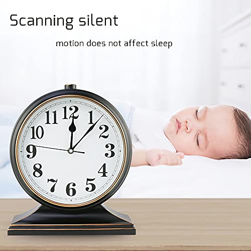 Beesealy Retro 10 Inch Silent Desk Clock - Antique Decorative, Easy to Read in Office/Bedroom (Black) - Image 3