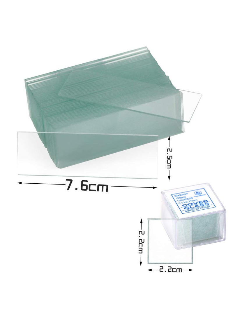 Twdrer Twdrer 100PCS Clear Transparent Blank Microscope Slides and 100PCS Square Coverslips Cover Glass (22mm x 22mm)  - Image 2