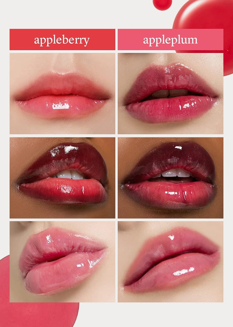 Korean Lip Oil Set - Appleberry & Appleplum - Plumping Tinted Gloss | 24HR Hydration, Moisturizing Lip Oil, Natural Lip Plumping Effect, Waterproof Wear, Glossy Finish, Gift Stocking Stuffers - Image 5