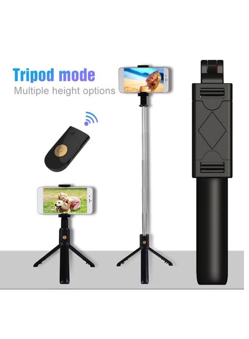 TIGER K07 Integrated Tripod Bluetooth 4.0 Wireless Selfie Stick for Smartphones | Foldable Alloy Camera Stand with Detachable Remote Shutter | Lightweight Extendable Selfie Tripod with 360° Rotation | Stable Phone Holder for Travel, Vlogging & Video Calls - Image 4