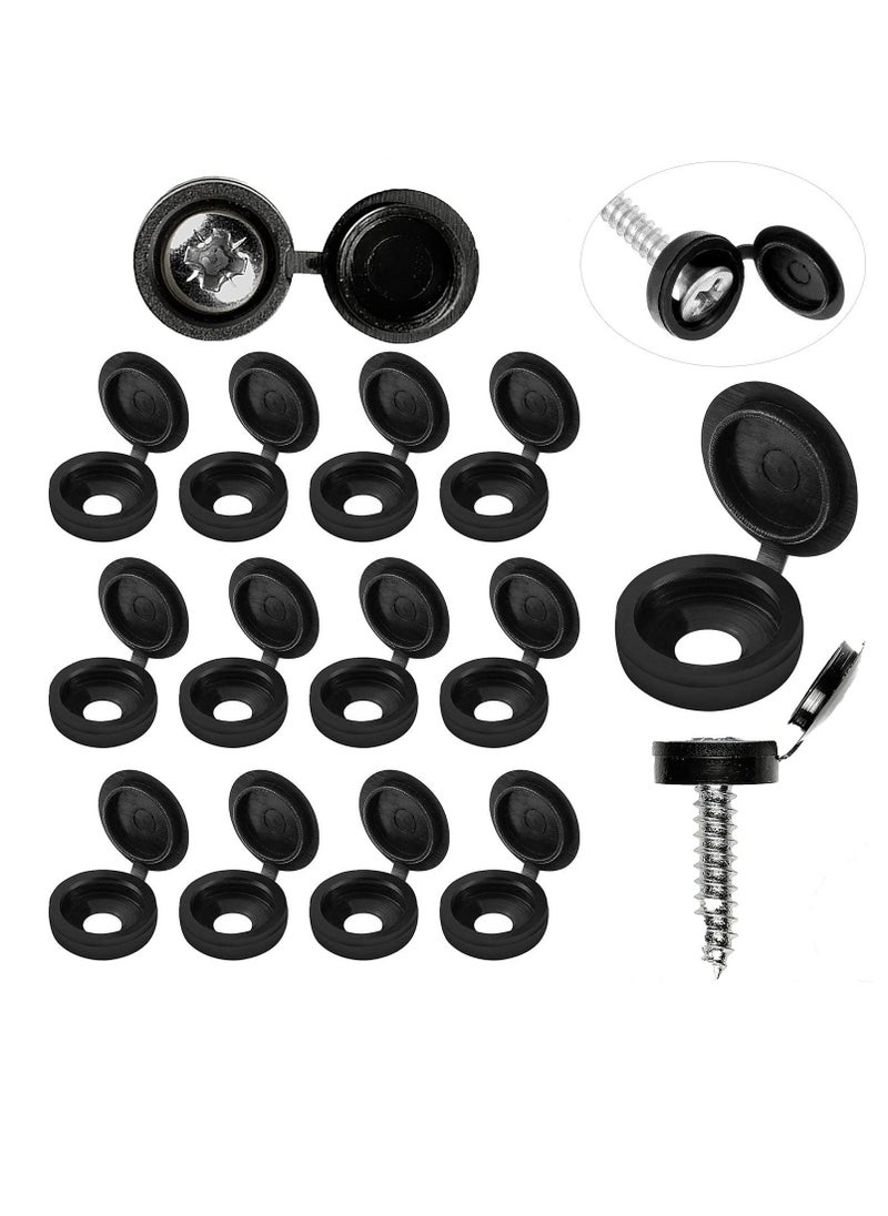 Y&D - Screw Cover Caps Hinged Plastic Fold Snap Covers Washer Flip Tops Protective Furniture Hardware Screws Decor 100 Pieces, Black - Image 1