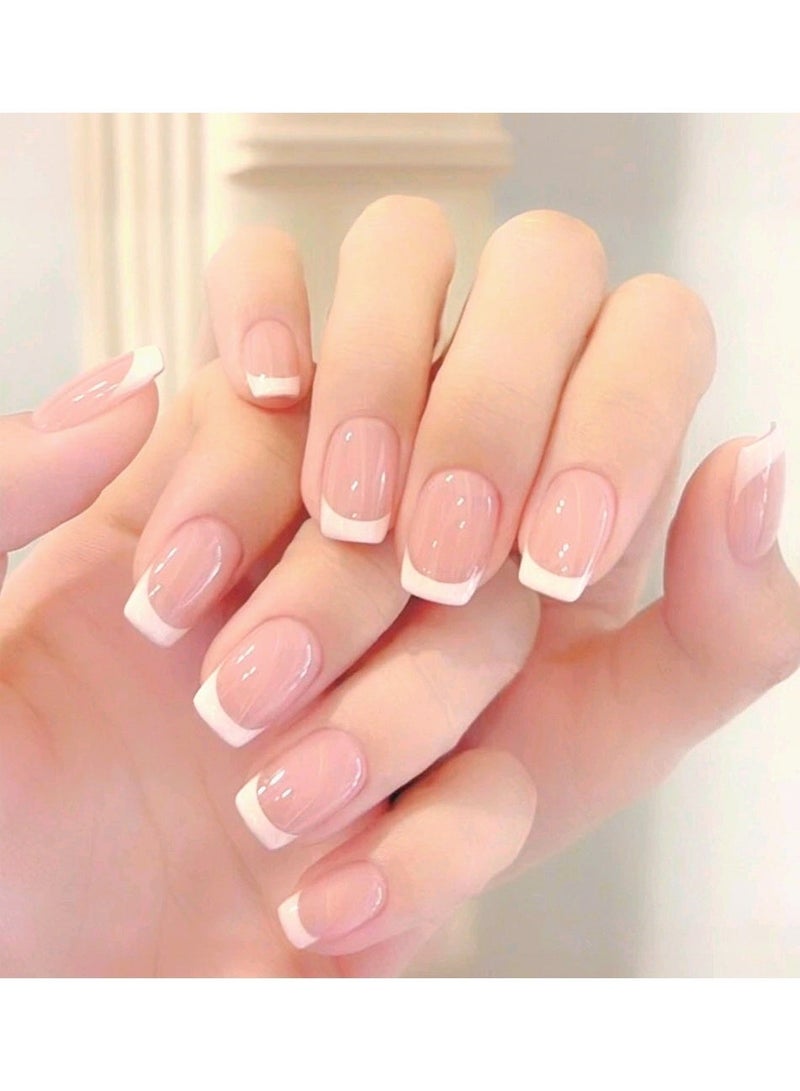French Nude Fingernails squared design (SHEIN style) + One double face adhesive sheet. - Image 1