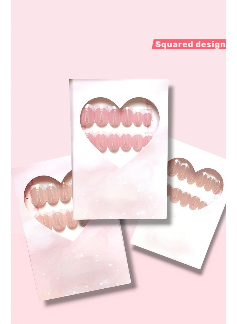 French Nude Fingernails squared design (SHEIN style) + One double face adhesive sheet. - Image 2