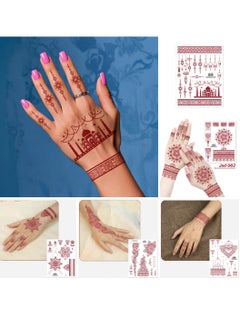 5 Sheets Henna Tattoo Sticker Red Waterproof Long-lasting Tattoo on Back of Hand