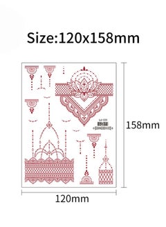 Generic 5 Sheets Henna Tattoo Sticker Red Waterproof Long-lasting Tattoo on Back of Hand  - Image 2